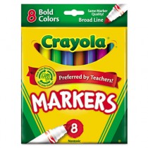 Non-Washable Markers, Broad Point, Bold Colors, 8/Set