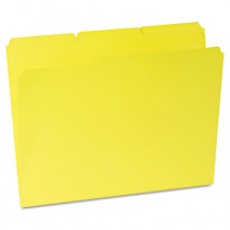 Colored File Folders, 1/3 Cut Assorted, Two-Ply Top Tab, Letter, Yellow, 100/Box