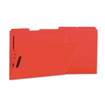 Manila Folders, 2 Fasteners, 1/3 Tab, Letter, Red, 50/BX