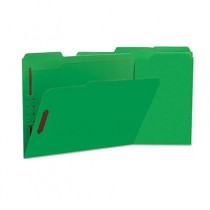 Manila Folders, 2 Fasteners, 1/3 Tab, Letter, Green, 50/BX