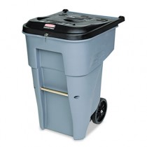 Roll-Out Heavy-Duty Waste Container, Square, Polyethylene, 65 gal, Gray
