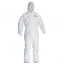 KLEENGUARD A30 Elastic-Back & Cuff Hooded Coveralls, White, X-Large