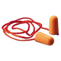 Foam Single-Use Earplugs, Corded, 29NRR, Orange