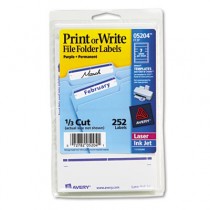 Print or Write File Folder Labels, 11/16 x 3-7/16, White/Purple Bar, 252/Pack