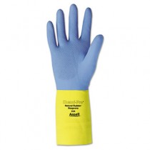 Chemi-Pro Neoprene Gloves, Blue/Yellow, Size 10