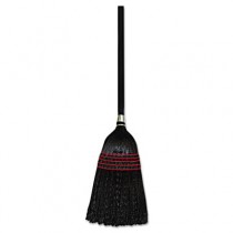 Flag-Tip Push Broom, Poly Bristles, 42" Handle, Natural/Black, 12/Case