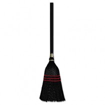 Poly Bristle Lobby Broom, 38" Handle, Natural/Black, 12/Case