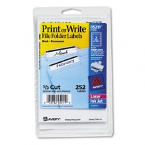 Print or Write File Folder Labels, 11/16 x 3-7/16, White/Black Bar, 252/Pack