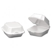 Foam Sandwich Hinged Container, Large, 1-Comp, 5-5/8x5-3/4x3-1/4, White, 125/Bag