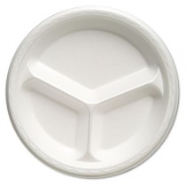 Celebrity Foam Dinnerware, 10.25", 3-C Plate, White