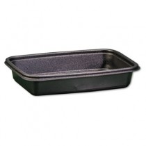 Microwave-Safe Containers, 24 oz, Plastic, Black, 8-3/4x6-1/8x1-1/2, 75/Bag