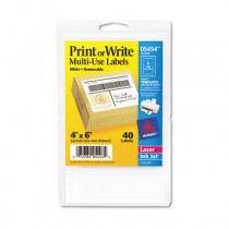 Print or Write Removable Multi-Use Labels, 4 x 6, White, 40/Pack