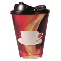 Labeled Paper Cup, Hot, 16 oz, Brown/White, Coffee Mug Design