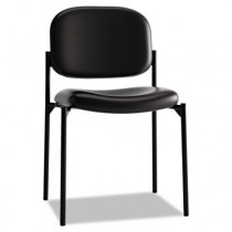 VL606 Stacking Armless Guest Chair, Black Leather