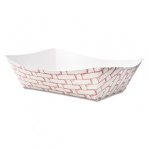 Paper Food Baskets, 3lb Capacity, Red/White
