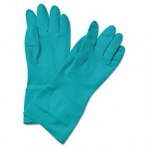 Flock-Lined Nitrile Gloves, Medium, Green, 13 in