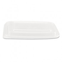 Microwave Safe Container Lid, Plastic, Fits 24-32 oz, Rectangular, Clear, 75/Bag