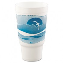 Horizon Foam Cup, Hot/Cold, 32 oz., Printed, Teal/White, 16/Bag