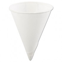 Rolled-Rim Paper Cone Cups, 4oz, White