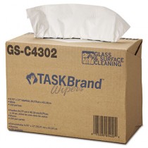TASKBrand Glass and Surface Wipers, Four-Ply, 9 4/5 x 17, White, 150/Box