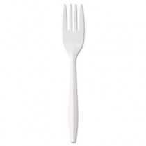 Medium-Weight Cutlery, 6 1/4", Fork, White