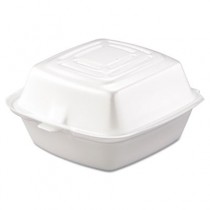 Hinged Food Container, Foam, 1-Comp, 5 1/2 x 5 3/8 x 2 7/8, White