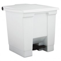 Step-On Waste Container, Square, Plastic, 8 gal, White