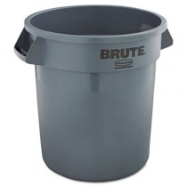 Brute Refuse Container, Round, Plastic, 10 gal, Gray