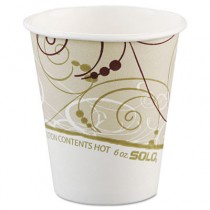 Paper Hot Cups, Polylined, 6 oz., Symphony Design, Beige/White, 50/Bag
