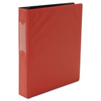 Suede Finish Vinyl Round Ring Binder With Label Holder, 1-1/2" Capacity, Red