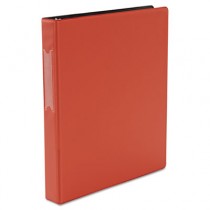 Suede Finish Vinyl Round Ring Binder With Label Holder, 1" Capacity, Red