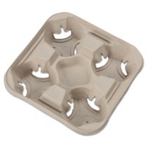StrongHolder Molded Fiber Cup Tray, 8-32oz, Four Cups