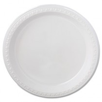Heavyweight Plastic Plates, 9" Diameter, White, Round, 125/Pack