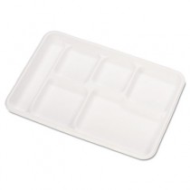 Heavy-Weight Molded Fiber Caf� Tray, 6-Compartment, 8 1/2x12 1/2, 125/Bag