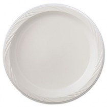 Plastic Plates, 9 Inches, White, Round, Lightweight, 125/Pack