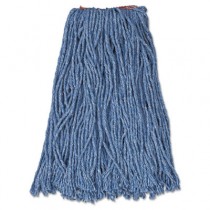 Cut-End Blend Mop Heads, Cotton/Synthetic, Blue, 16 oz, 1-in. Headband