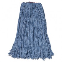 Cut-End Blend Mop Heads, Blue, 24 oz, Cotton/Synthetic, 1-in. Headband