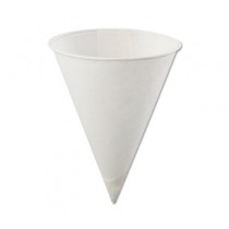 Rolled-Rim Paper Cone Cups, 4oz, White