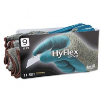 HyFlex Medium-Duty Assembly Gloves, Gray/Green, Size 9