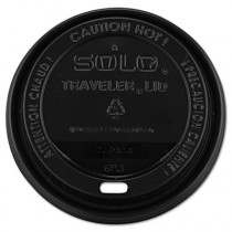 Traveler Drink-Thru Lids, 10-24oz Cups, Black