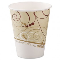 Paper Hot Cup, 8 oz., Polylined, Symphony Design, Beige/White, 50/Pack