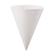 Rolled-Rim Paper Cone Cups, 6oz, White