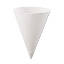 Rolled-Rim Paper Cone Cups, 4.5oz, White