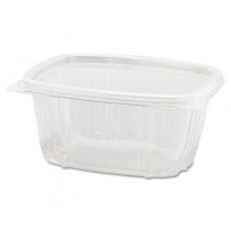 Clear Hinged Deli Container, Plastic, 8 oz, 5-3/8 x 4-1/2 x 1-1/2, 100/Bag
