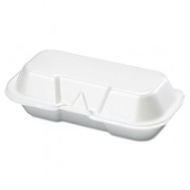 Foam Hot Dog Hinged Container, 7-3/8 x 3-9/16 x 2-1/4, White, 125/Bag