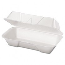 Foam Hoagie Hinged Container, Medium, 8-7/16 x 4-3/16 x 3-1/16, White, 125/Bag