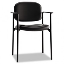 VL616 Stacking Guest Chair with Arms, Black Leather