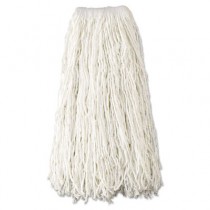 Economy Wet Mop Heads, Rayon, Cut-End, White, 24 oz, Rayon, 1-in. White Headband