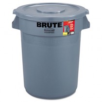 Brute Container All-Inclusive, Round, Plastic, 32 gal, Gray