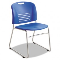 Vy Series Stack Chairs, Plastic Back/Seat, Sled Base, Blue, 2/Carton